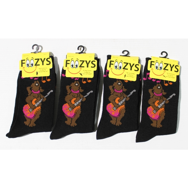 4PR NEW WOMEN'S FOOZYS SOCKS - DOG - BLK
