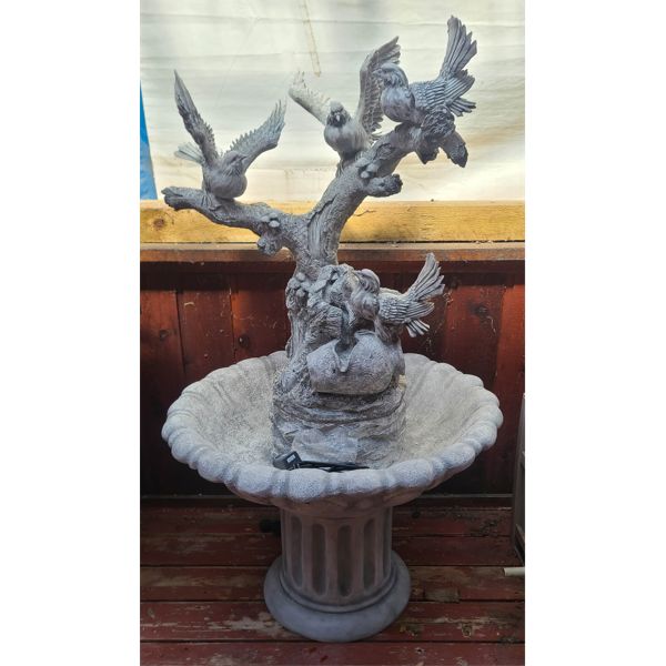 NEW LARGE RESIN PEDESTAL BIRD BATH WATERFALL 