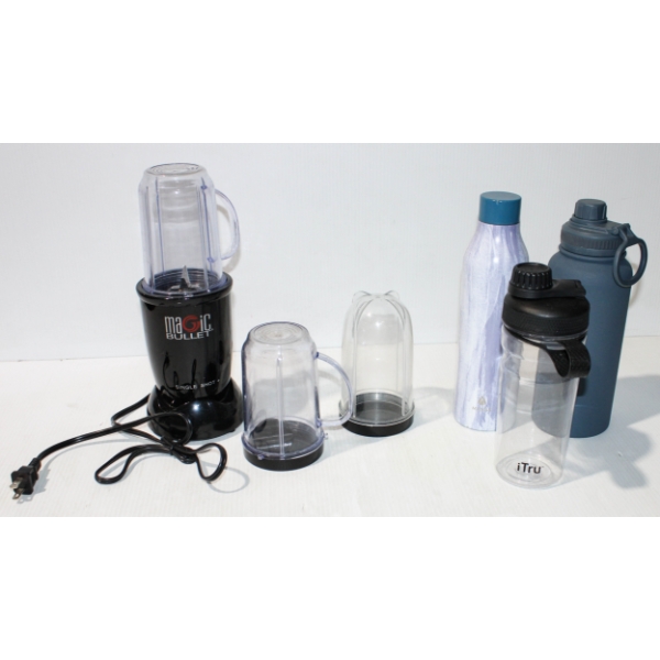 MAGIC BULLET SINGLE SHOT BLENDER & WATER BOTTLES