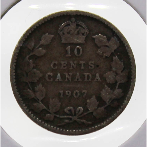 1907 CANADIAN SILVER 10 CENT COIN