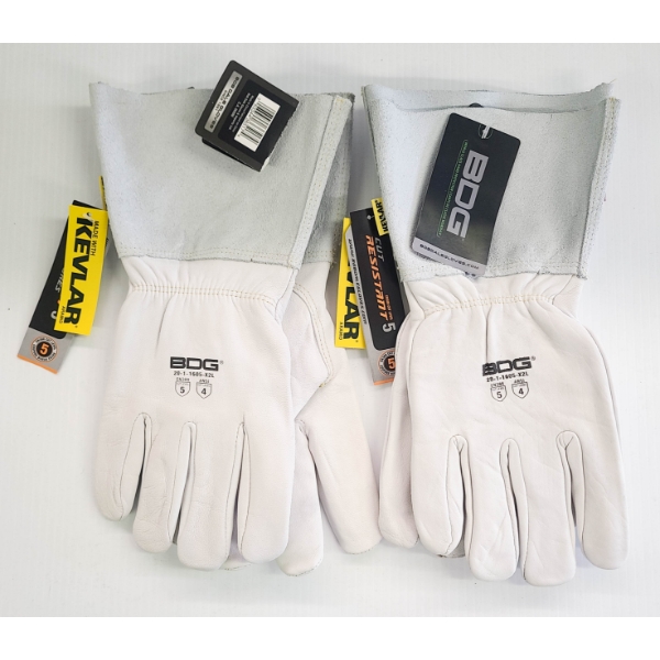 2 PR  BDG LEATHER LINED CUT IMPACT ARC WELDING GLOVES