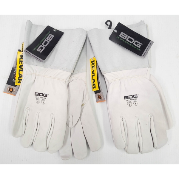 2 PR  BDG LEATHER LINED CUT IMPACT ARC WELDING GLOVES