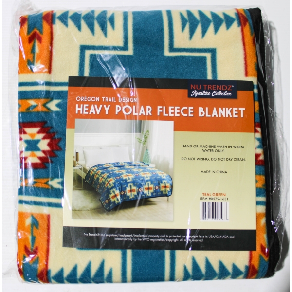 NEW NU TRENDZ OREGON TRAIL POLAR FLEECE BLANKET - TEAL