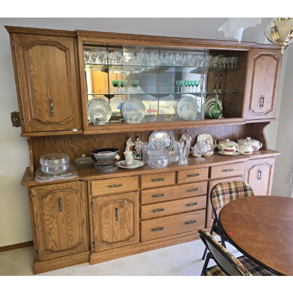 HEAVY WOOD HUTCH WITH MIRROR BACK