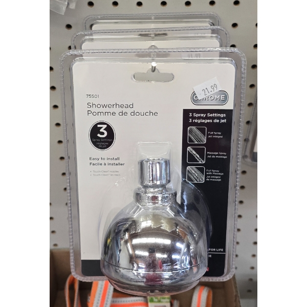 THREE CHROME 3 SETTING SHOWER HEADS