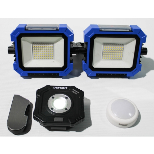 2 SOLAR POWERED WORK LIGHTS ETC.