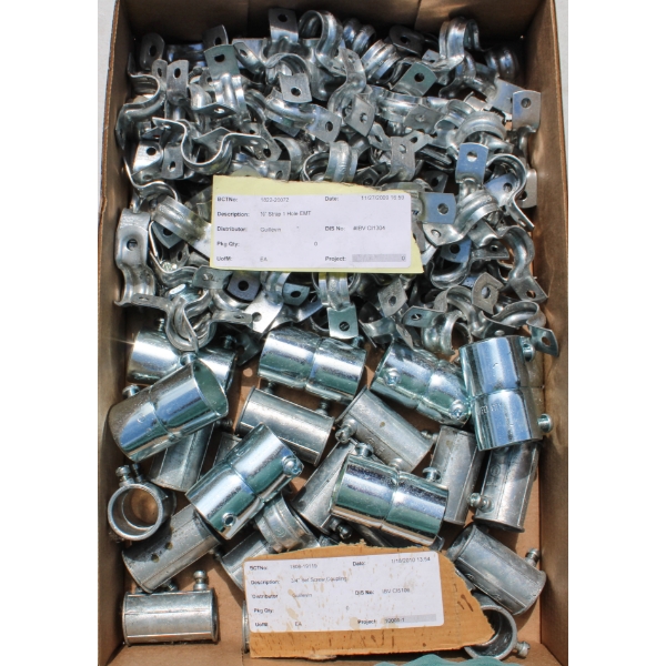 NEW 3/4" SET SCREW COUPLINGS & 1/2" STRAP 1 HOLE EMT