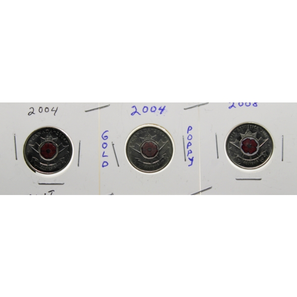 2004 & 2008 CANADA POPPY REMEMBERANCE QUARTERS