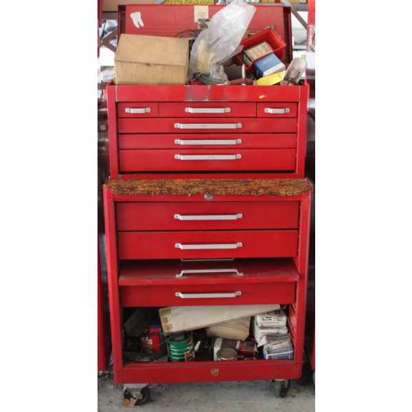 BEACH TOOL CHEST - TOP & BOTTOM W/ CONTENTS