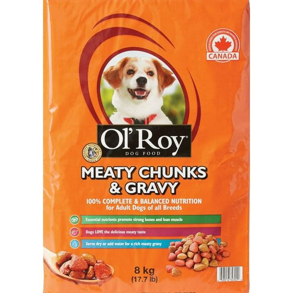 8 KG OL ROY MEATY CHUNCKS & GRAVY DOG FOOD