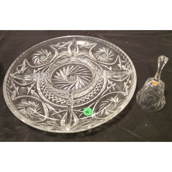 DIVIDED PINWHEEL CRYSTAL SERVING DISH