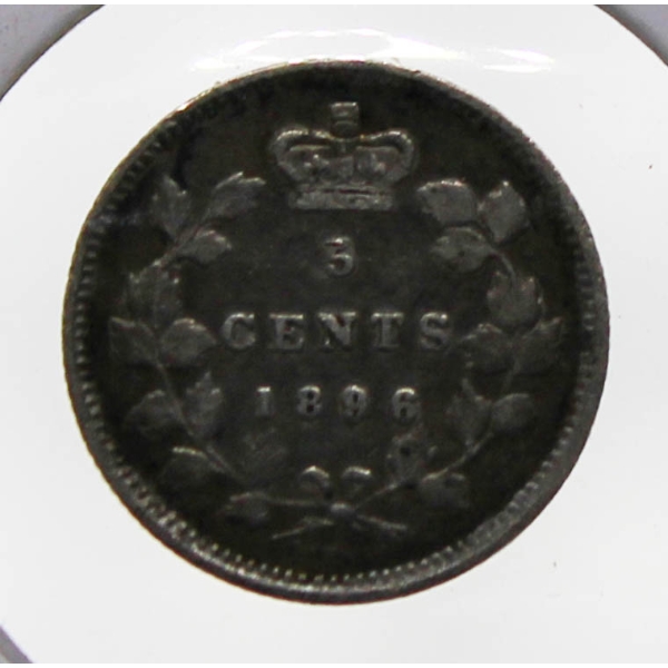 1896 CANADA VICTORIAN SILVER 5 CENT COIN