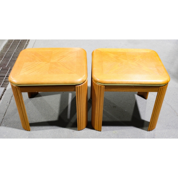 2 WOODEN END TABLES - MATCHING SET