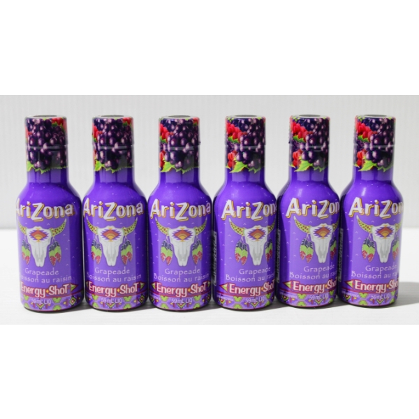 6 ARIZONA GRAPE ENERGY DRINK SHOTS 59ML PER