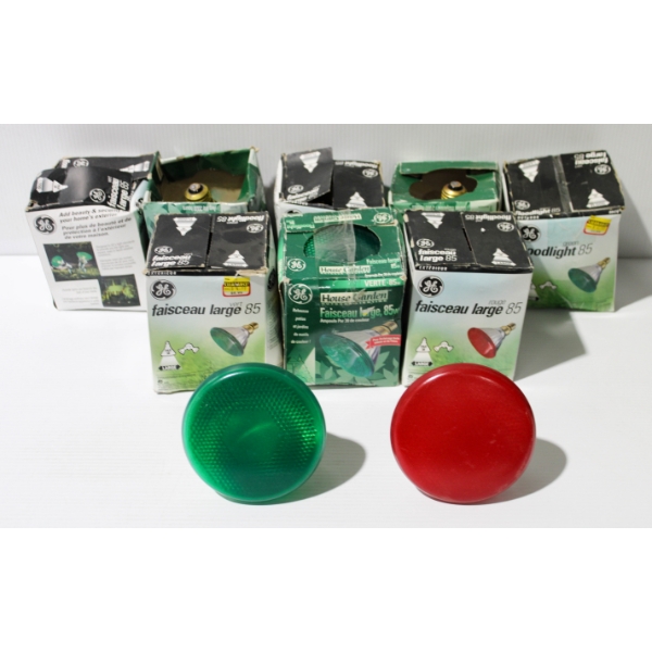 10 GE FLOODLIGHT BULBS - 85 WATTS - ASST. COLORS