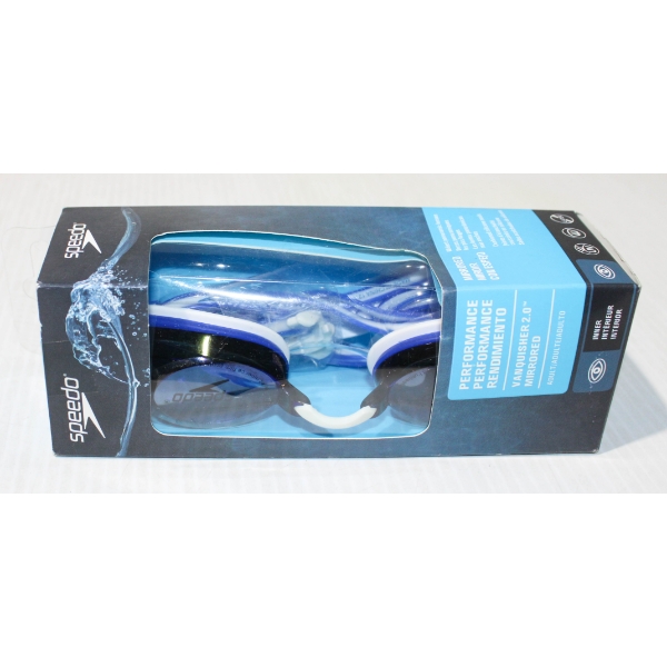 SPEEDO VANQUISHER 2.0 MIRRORED SWIM GOGGLES - BLUE