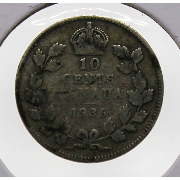 1936 CANADIAN SILVER 10 CENT COIN