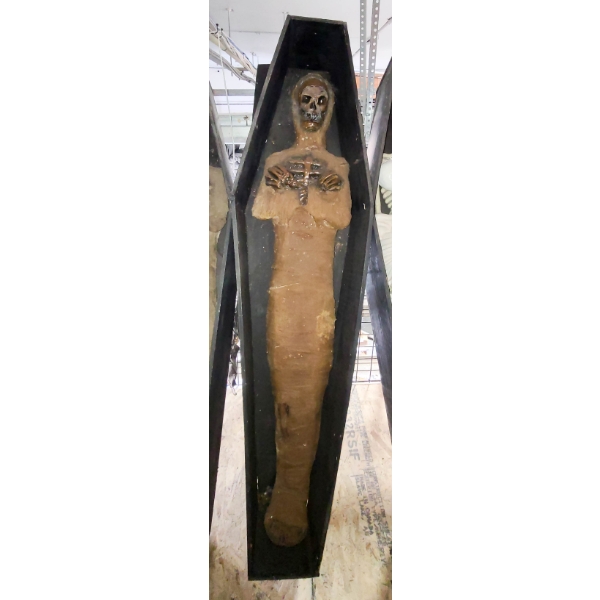 HALLOWEEN COFFIN W/ MUMMY & LID 