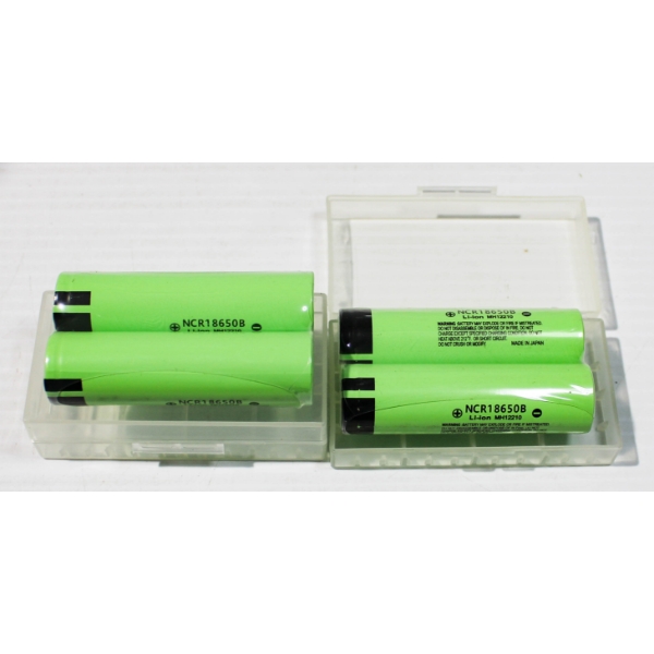 2 X 2 NCR18650B RECHARGEABLE LI-ION BATTERY W/ STORAGE CASES