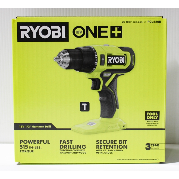 NEW RYOBI 18V 1/2" CORDLESS HAMMER DRILL - MODEL PCL220B
