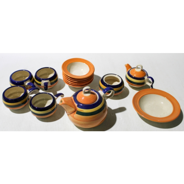 15 PC TEA SET - INCL. SM. TEA POT SUGAR BOWL CUPS ETC.