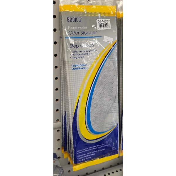 5 BODICO WOMENS 5-6.5 FOAM INSOLES W/ ODER STOPPER