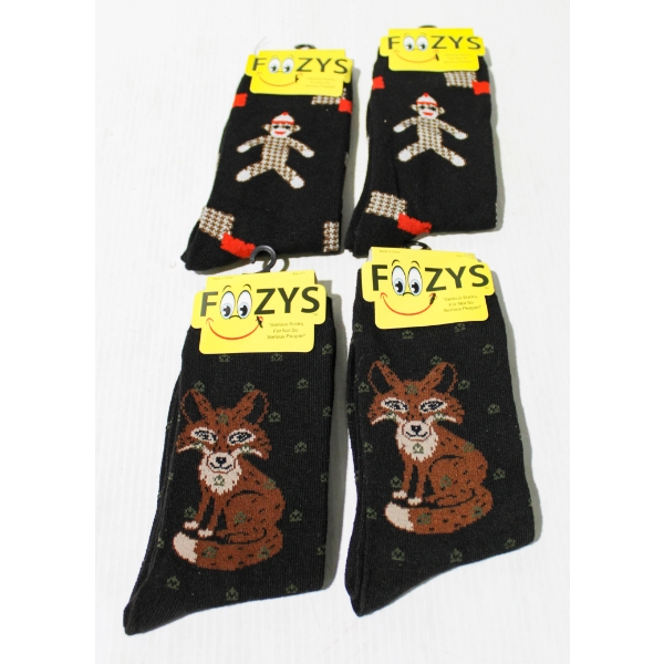 4 PR FOOZYS SOCKS - SOCK MONKEYS & FOX