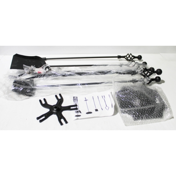 NEW 5 PC FIREPLACE SET - POKER SHOVEL STAND ETC.