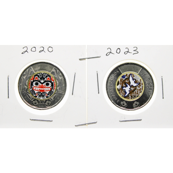 BILL REID & RIOPELLE BIRDS CANADA $2 DOLLAR COINS