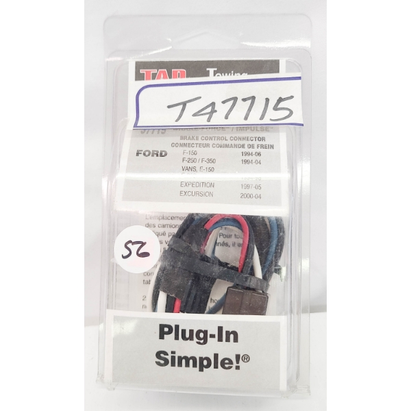 NEW TAP FORD TRAILER BRAKE CONTROL CONNECTOR KIT MODEL T47715