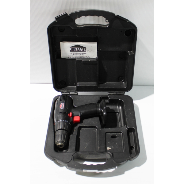 JOBMATE 12V ELECTRIC DRILL W/ CHARGER, BATTERY AND CASE