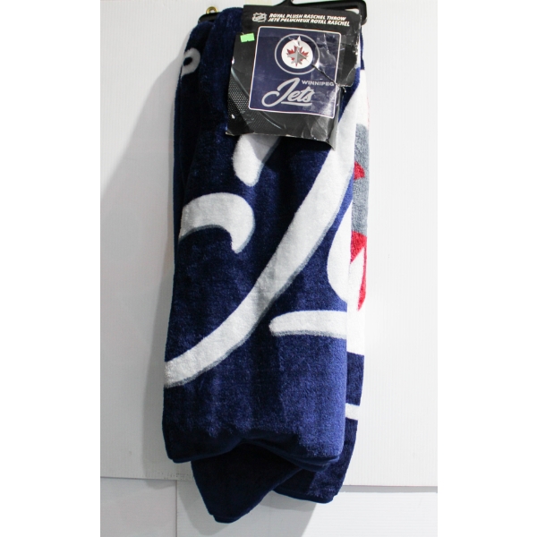 NEW WINNIPEG JETS NHL ROYAL PLUSH RASCHEL THROW BLANKET