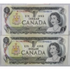 Image 1 : 2 SEQ. POKER HAND CANADIAN $1 BANKNOTES