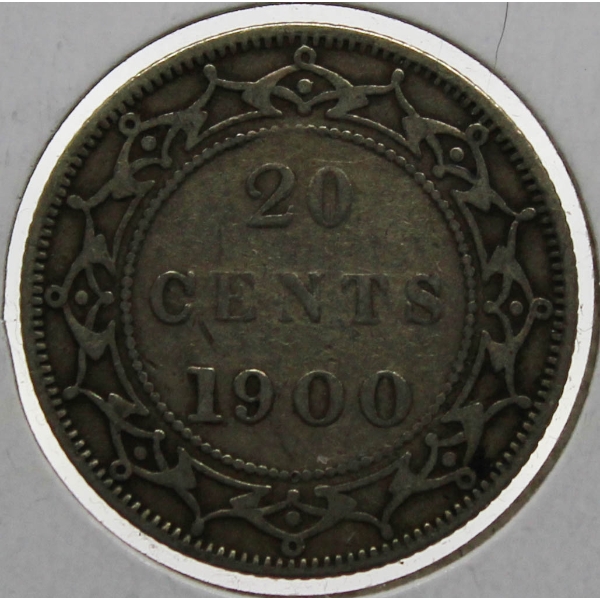 1900 F/VF NEWFOUNDLAND SILVER 20 CENT COIN