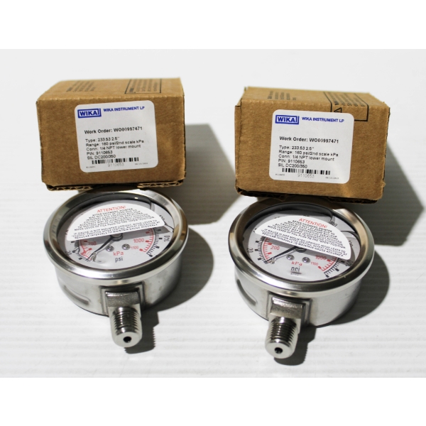 2 NEW WIKA 160PSI/2ND SCALE KPA 1/4 NPT PRESSURE GAUGE