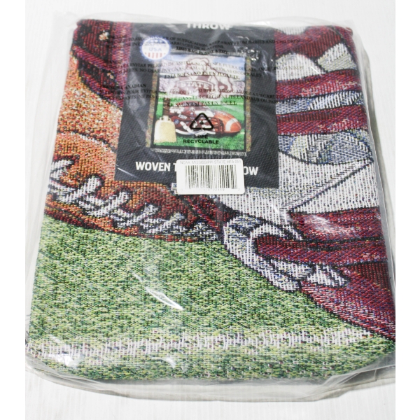 NEW WOVEN TAPESTRY THROW - FOOTBALL