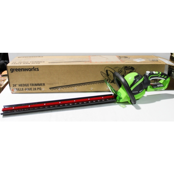 NEW 24" GREENWORKS CORDLESS HEDGE TRIMMER - TOOL ONLY