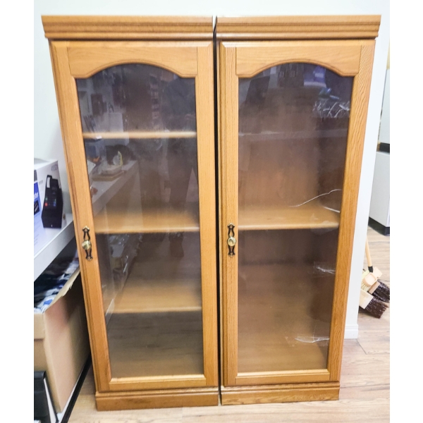 2 WOODEN 18" X 20" X 60" H CABINETS