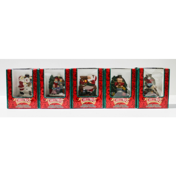 5 CHRISTMAS COLLECTABLES STOCKING HANGERS - HAND PAINTED