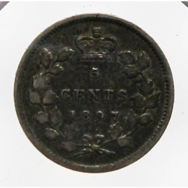 1897 CANADIAN SILVER 5 CENT COIN