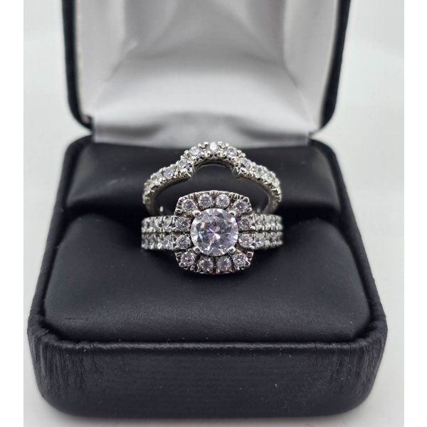 .925 SILVER ENGAGEMENT WEDDING RING SET