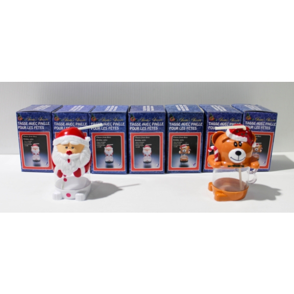7 CHRISTMAS HOLIDAY SIP CUPS - 4 SANTA & 3 BEAR