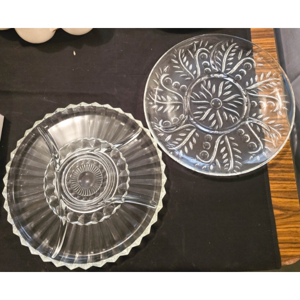 TWO DECORATIVE SERVING TRAYS