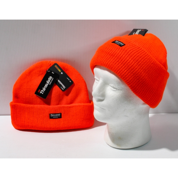 2 NEW THINSULATE ORANGE TOQUES  - ADULT