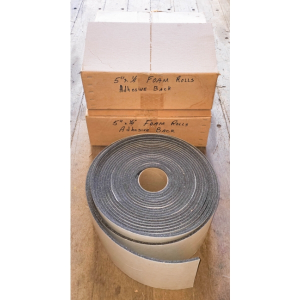 TWO 5" X 1/4" FOAM ROLLS W/ ADHESIVE BACKS