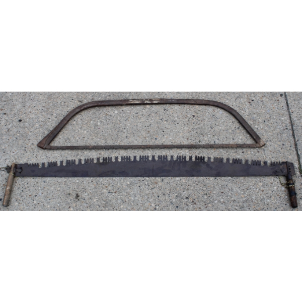 VINT. 2 PERSON CROSSCUT SAW & BOW SAW