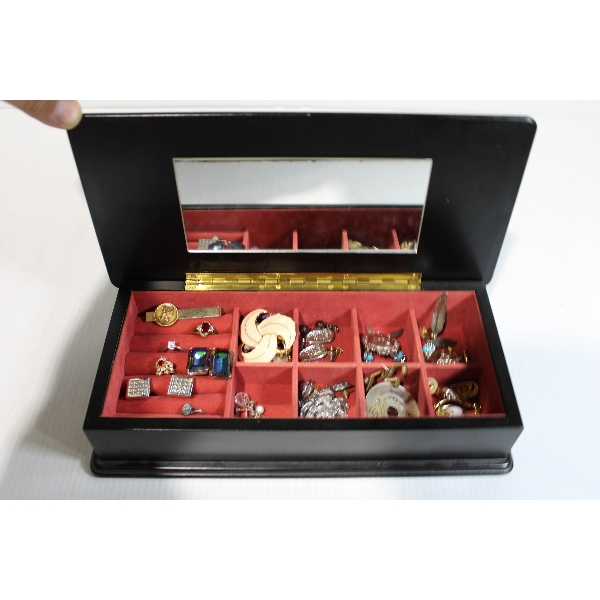JEWELRY W/ HANDPAINTED WOODEN JEWELRY BOX
