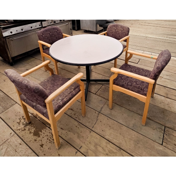SET OF FOUR CHAIRS AND ONE TABLE