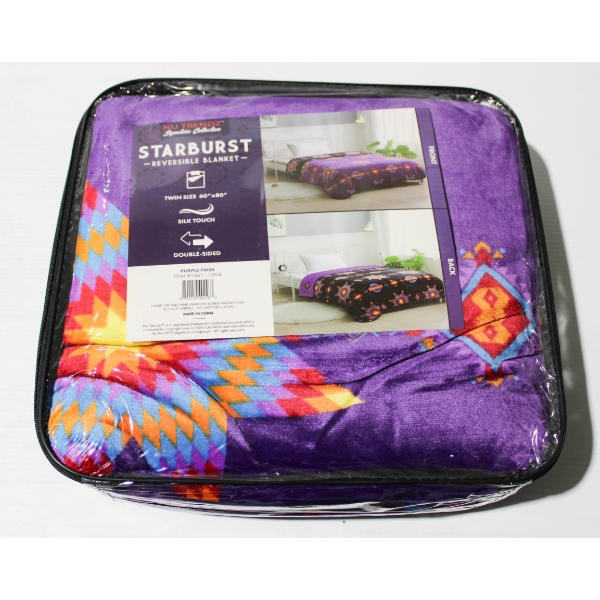 NEW NU TRENDZ STARBURST REVERSIBLE BLANKET - PURPLE