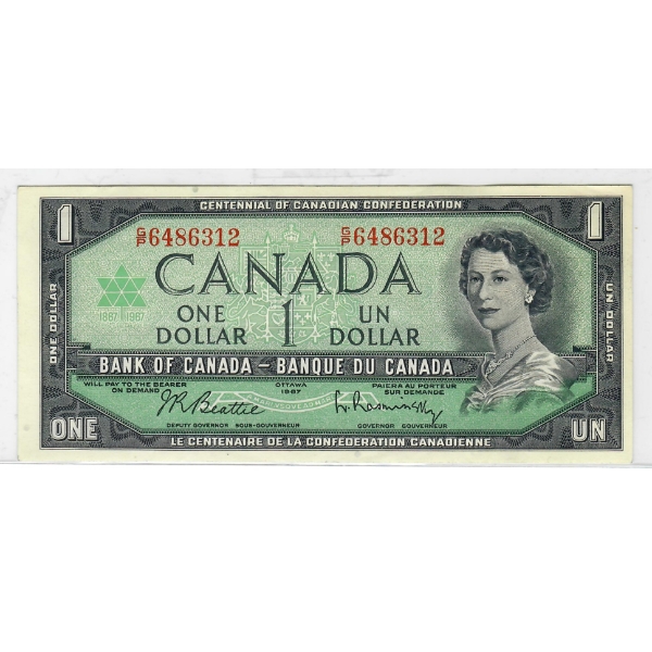 1967 CRISP/UNC CANADA CENTENNIAL $1 BANK NOTE